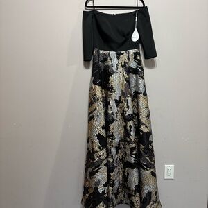 Chic Black and Gold A-Line Dress